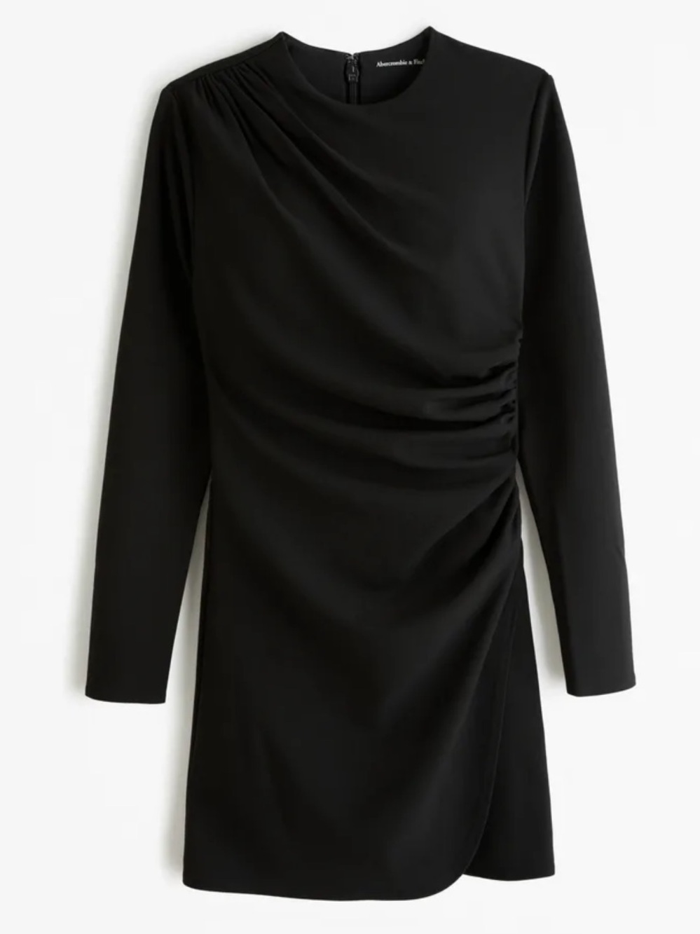 Abercrombie & Fitch Black Long-Sleeve Ruched Mini Dress